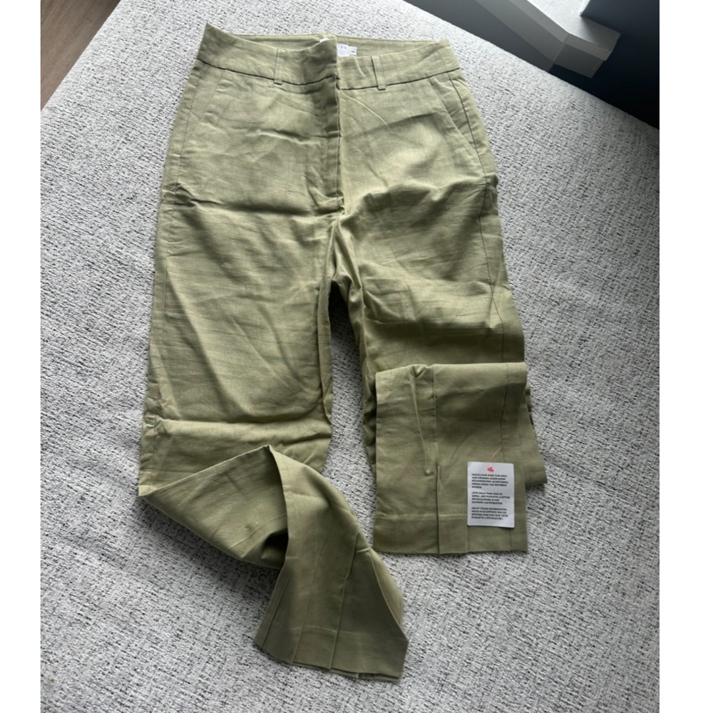 ASOS DESIGN Tall linen slim skim cigarette pants in olive green NWT
